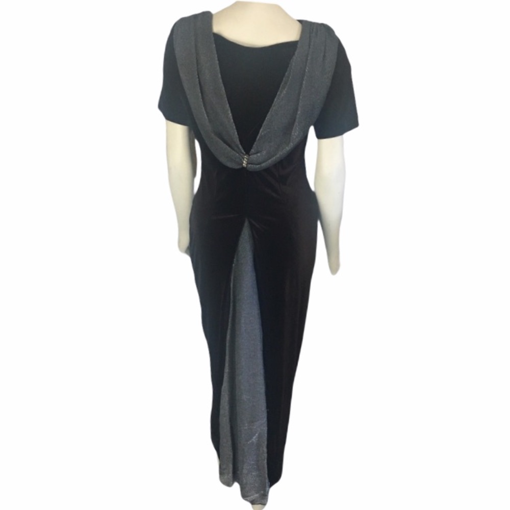 Elegant Black and Silver Maxi Dress